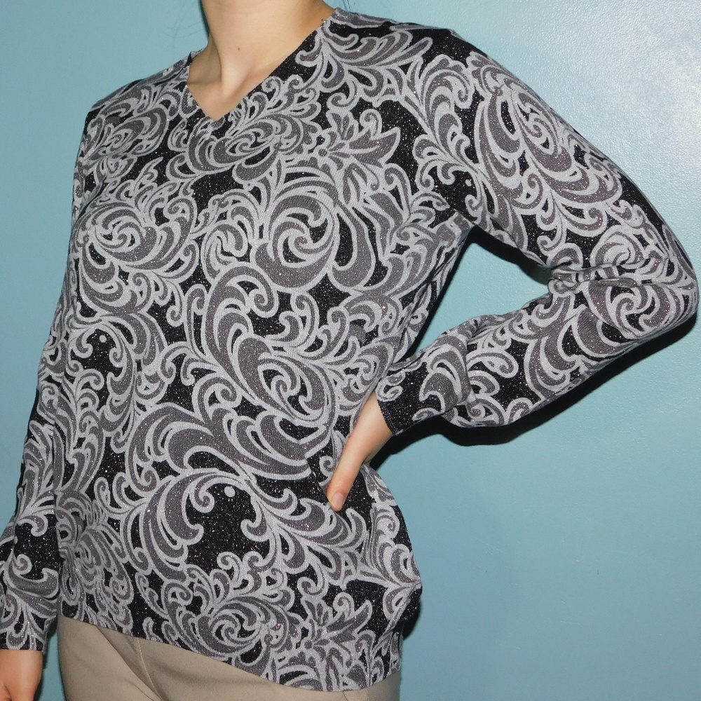 Womens silver and black sweater